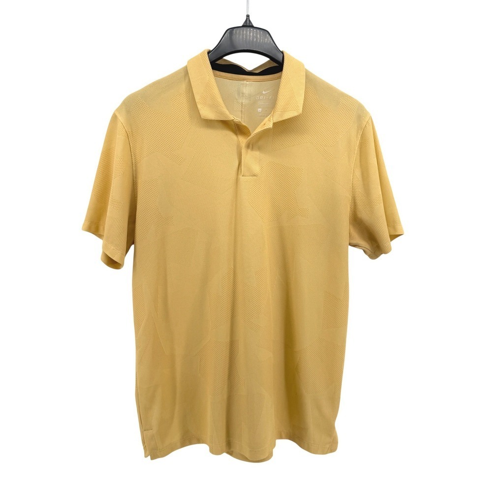 Nike‎ Tiger Woods Golf Polo Mens Large Pre-Owned Yellow Star Jacquard CT3801-251